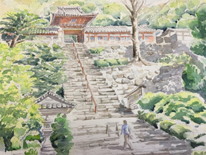 水彩画展準備